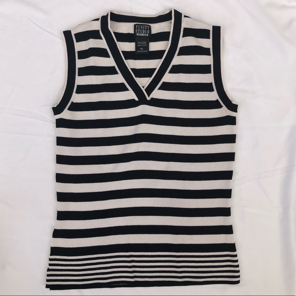 Vintage Striped Sleeveless V-neck
